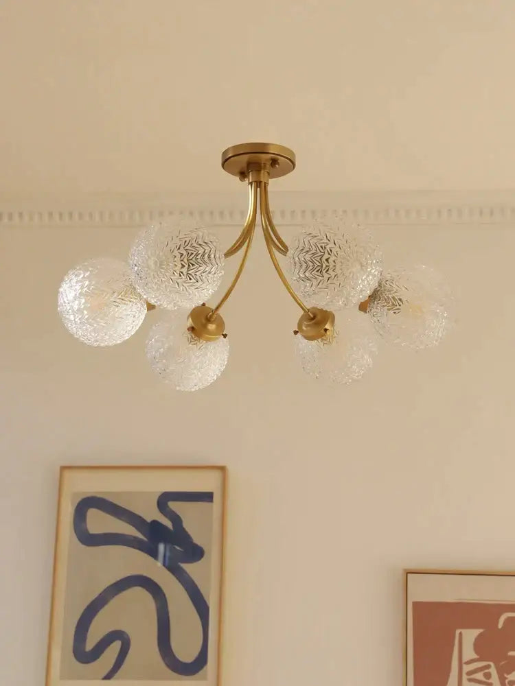 Brass Glass Ball Ceiling Light