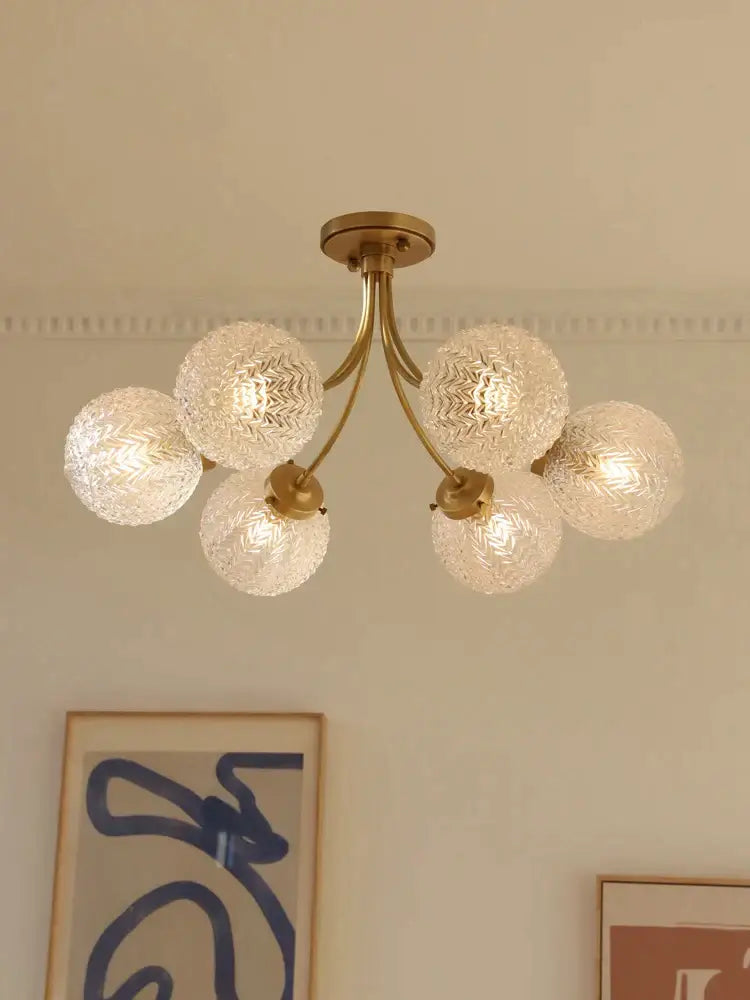 Brass Glass Ball Ceiling Light
