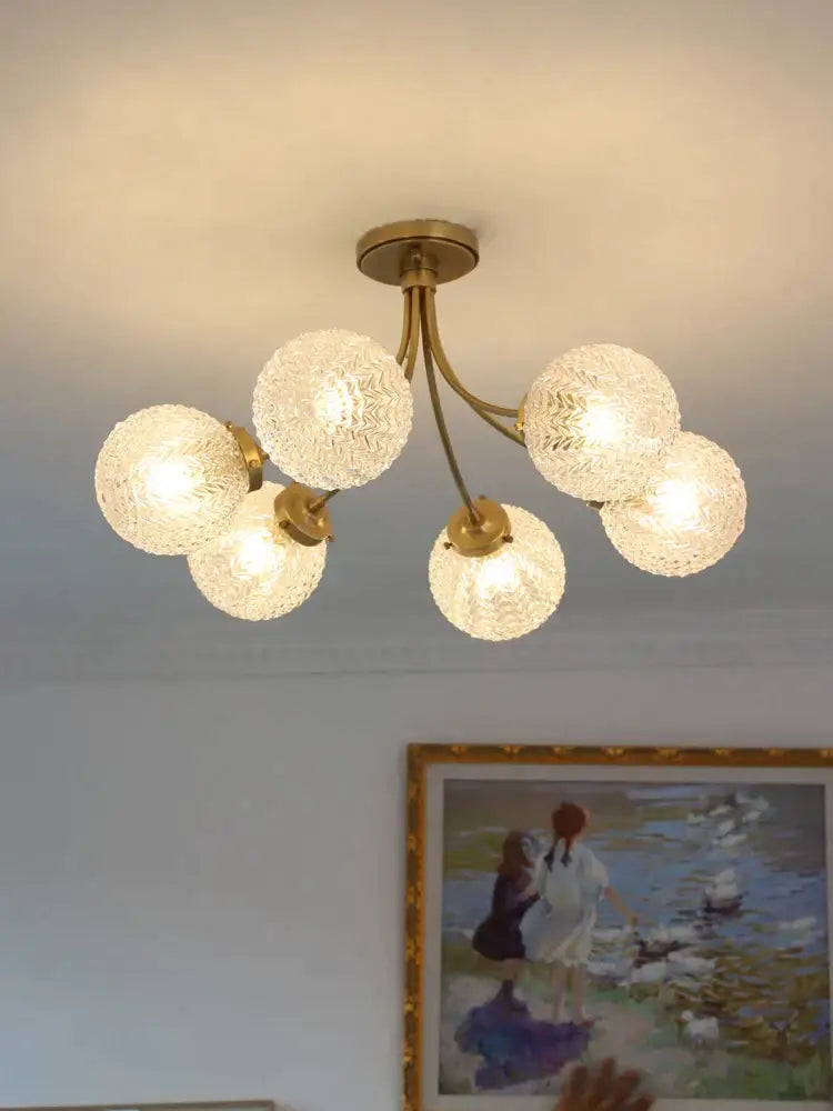 Brass Glass Ball Ceiling Light