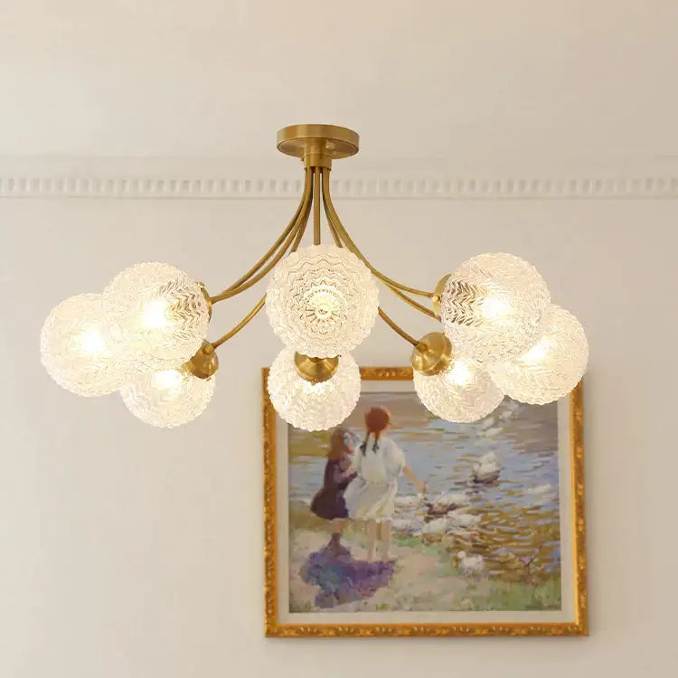 Brass Glass Ball Ceiling Light