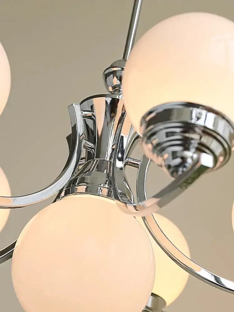 Chrome Glass 6-Head Ball Chandelier