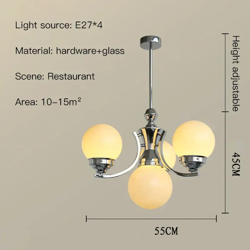 Chrome Glass 6-Head Ball Chandelier