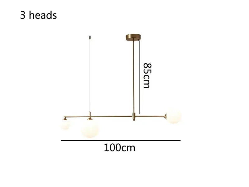 Brass Glass Ball Chandelier 6-Head