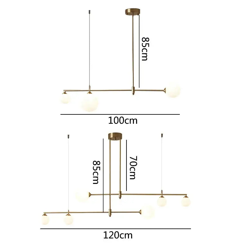Brass Glass Ball Chandelier 6-Head