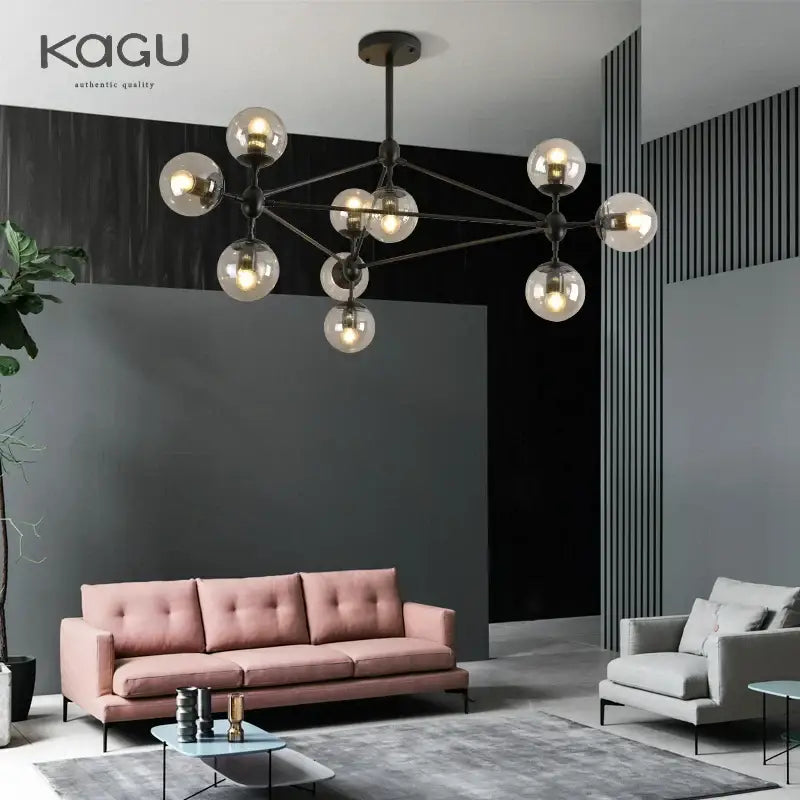 Black Glass Ball Chandelier 15-Head