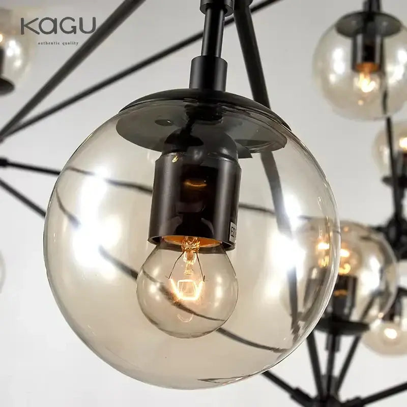 Black Glass Ball Chandelier 15-Head