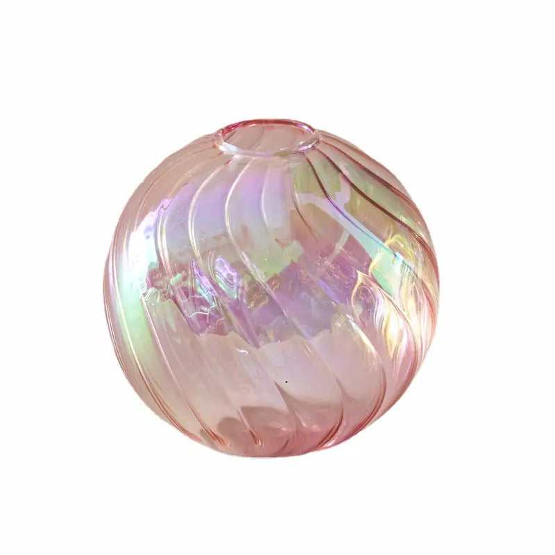 Peach Ribbed Glass Vase