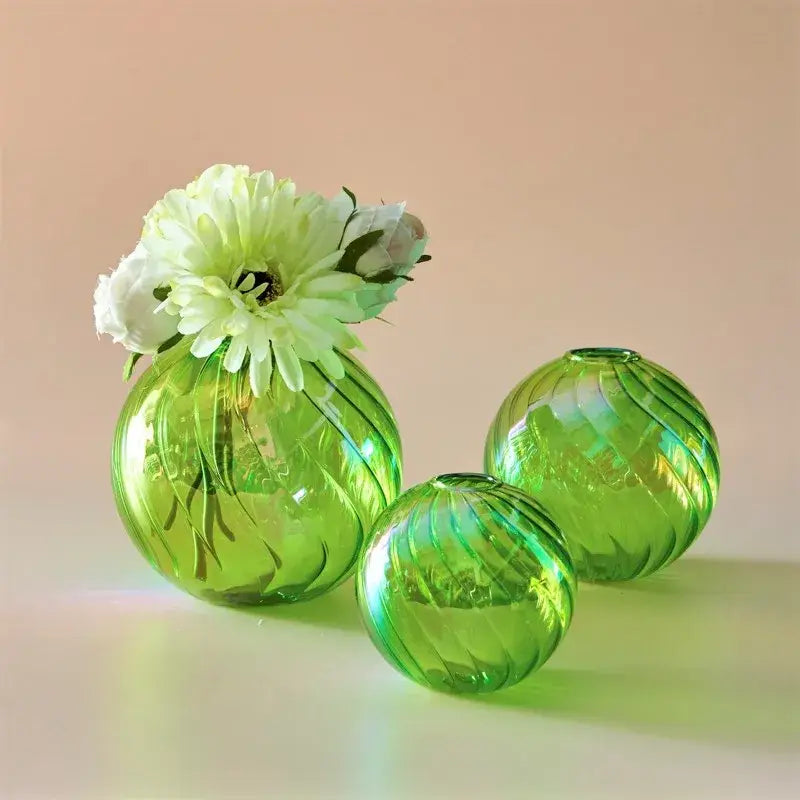 Peach Ribbed Glass Vase