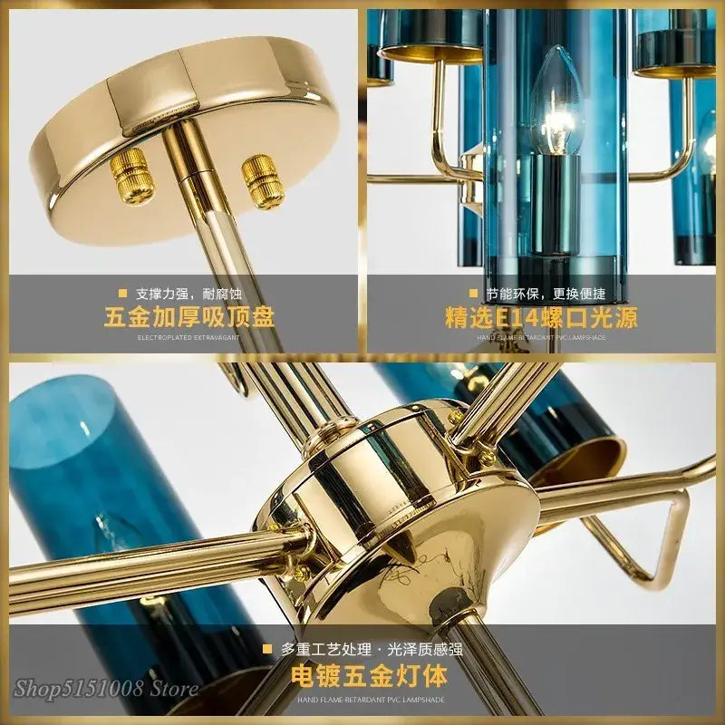 Blue Gold Luxury Chandelier