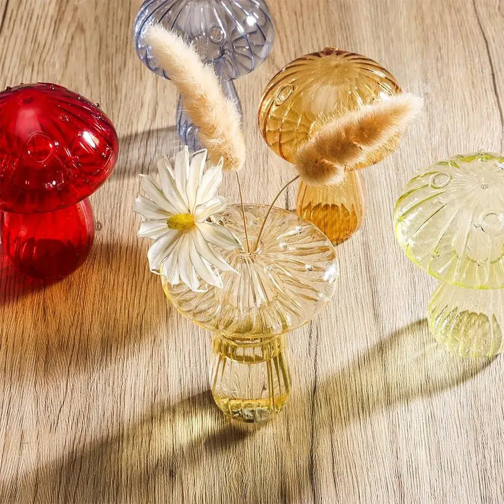 Colorful Mushroom Glass Vase