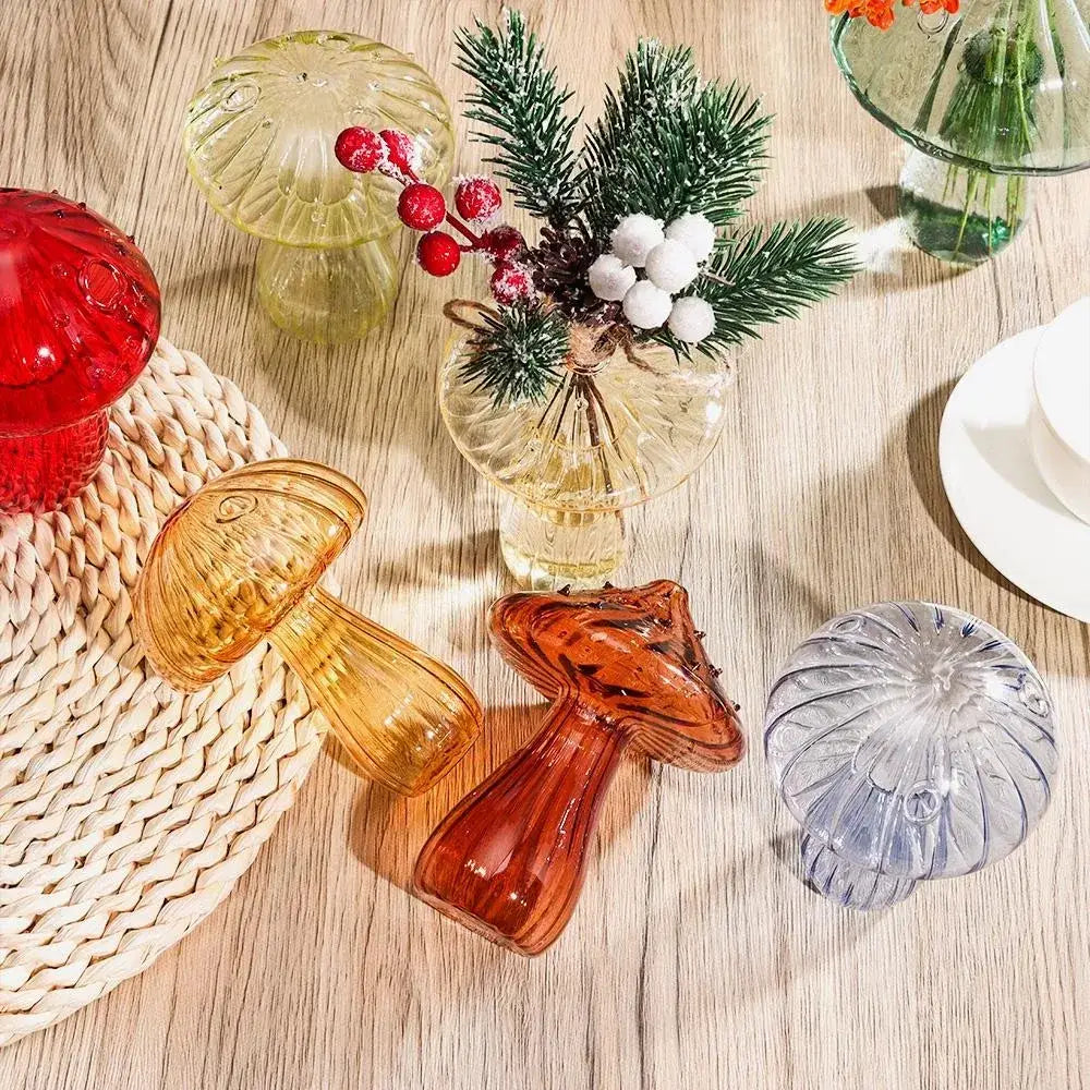 Colorful Mushroom Glass Vase