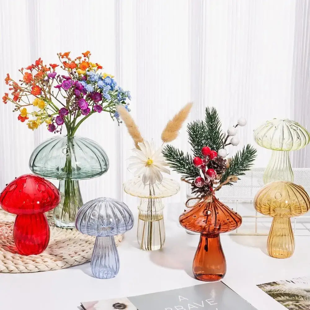 Colorful Mushroom Glass Vase