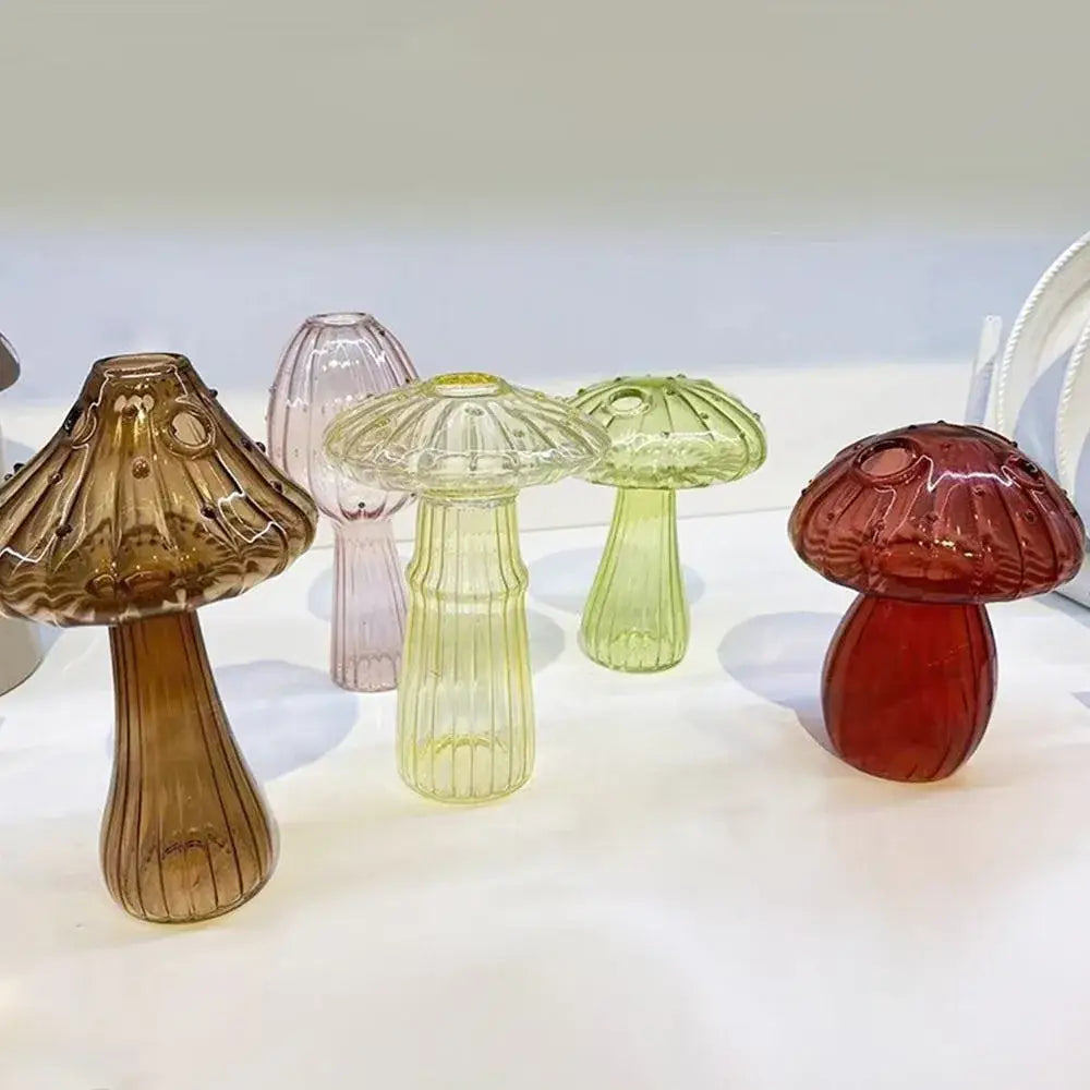 Colorful Mushroom Glass Vase