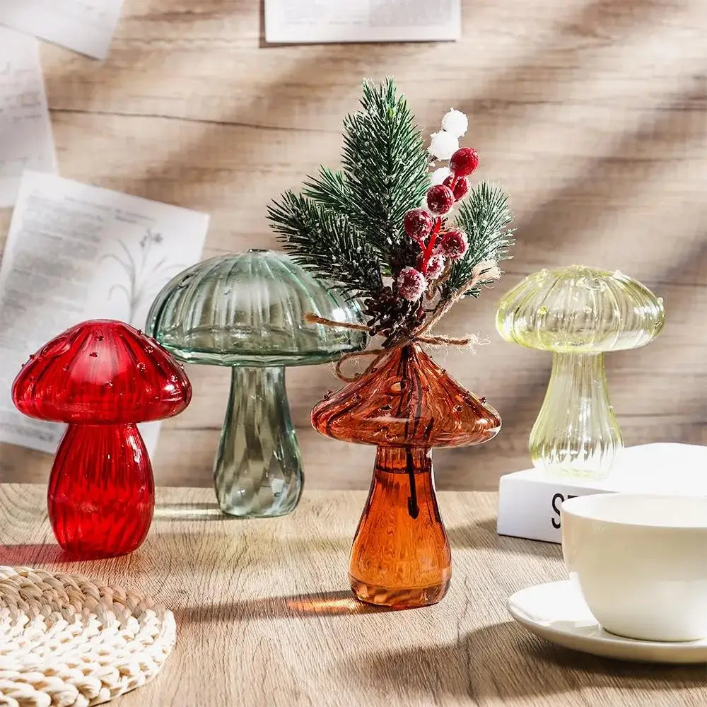 Colorful Mushroom Glass Vase