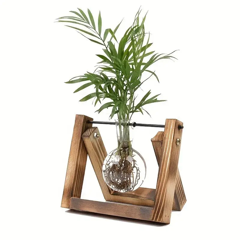 Wood Glass Propagation Vase