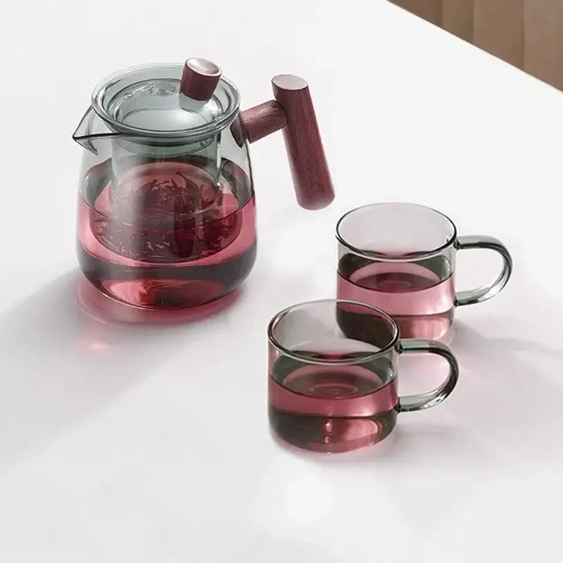 Glass Teapot Wooden Handle