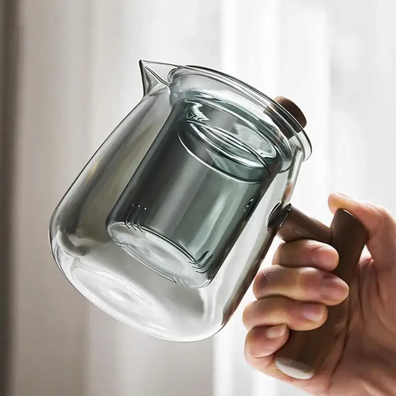 Glass Teapot Wooden Handle