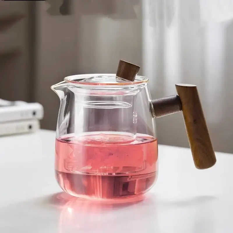 Glass Teapot Wooden Handle