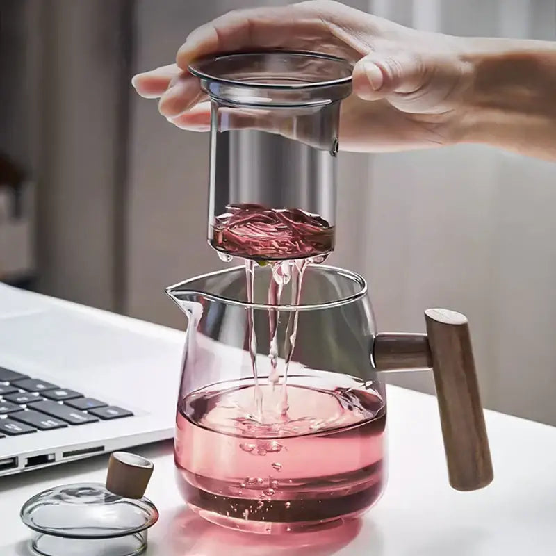Glass Teapot Wooden Handle