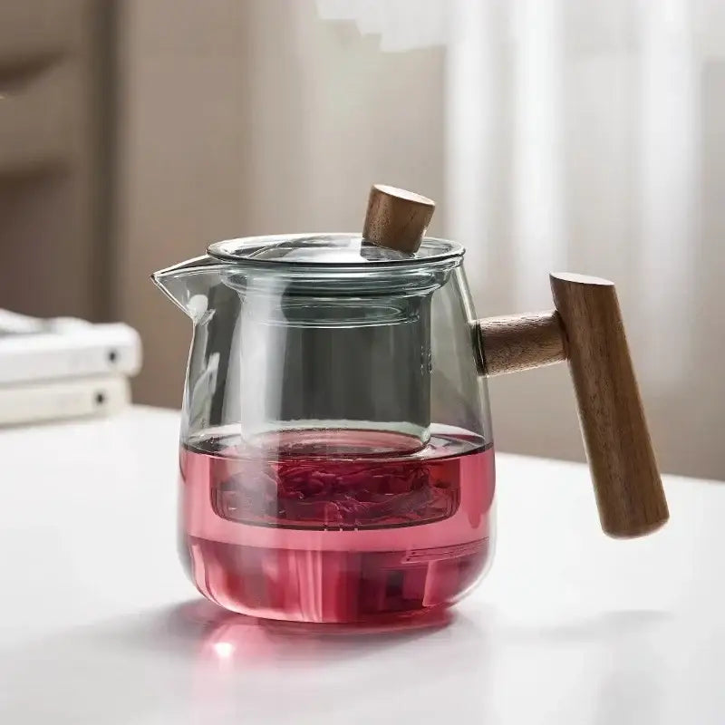 Glass Teapot Wooden Handle