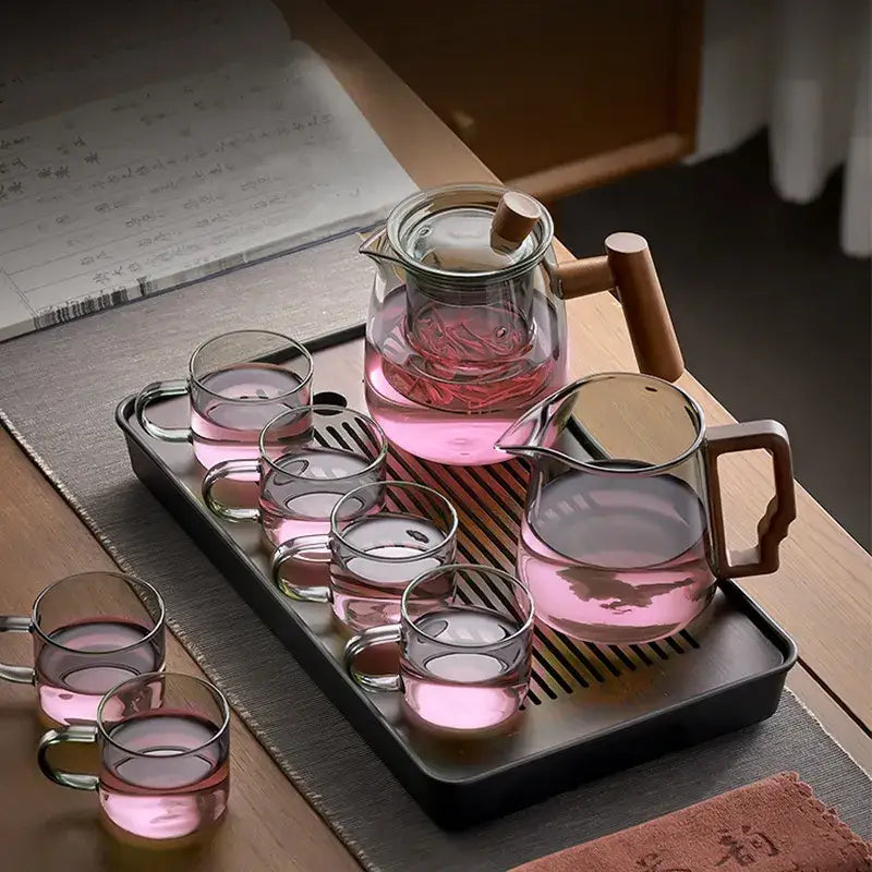 Glass Teapot Wooden Handle