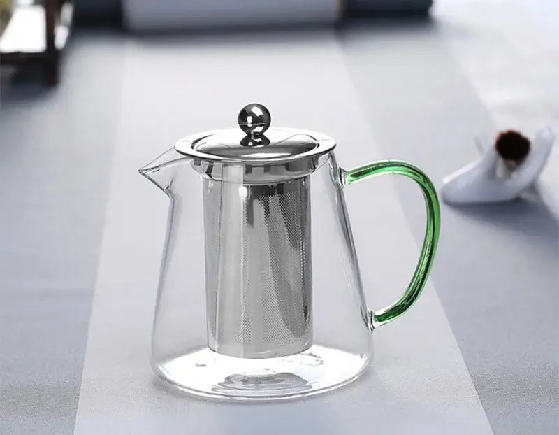 Green Silver Glass Teapot