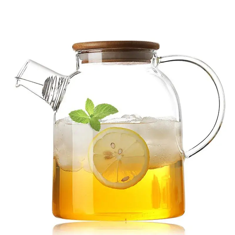 Glass Wood Lid Teapot