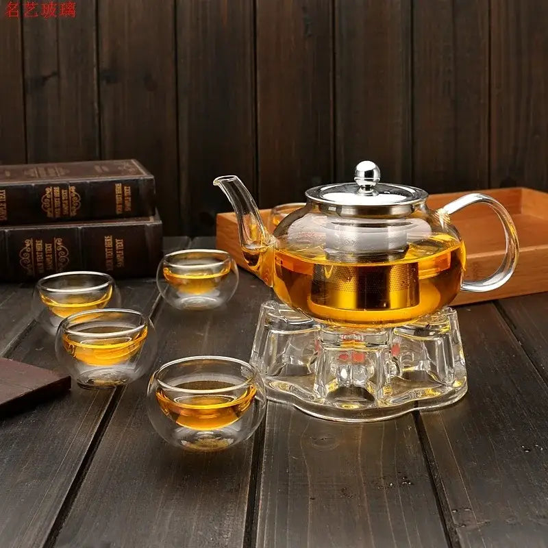 Glass Flower Tea Set