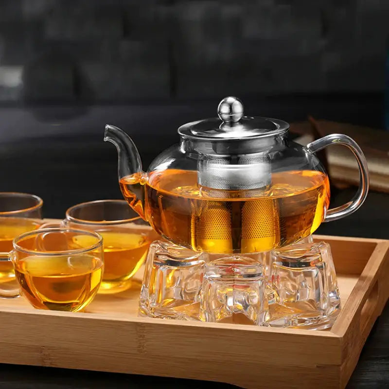 Glass Flower Tea Set