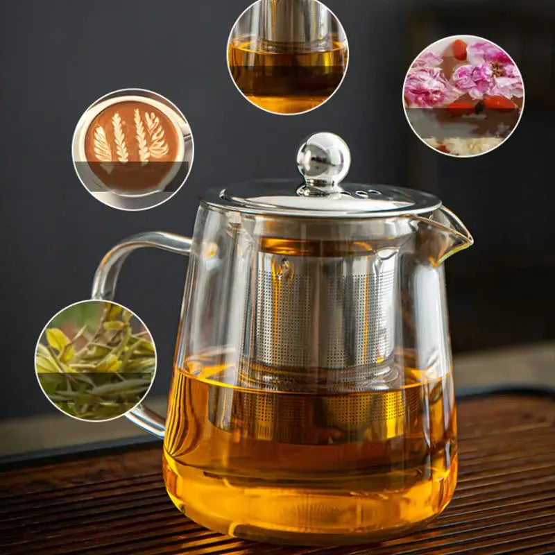 Glass Silver Handle Teapot