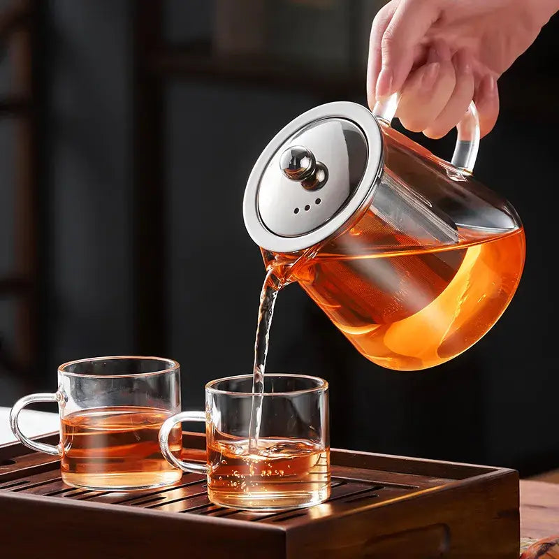 Glass Silver Handle Teapot