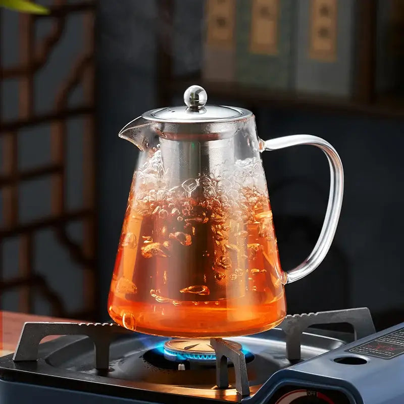Glass Silver Handle Teapot