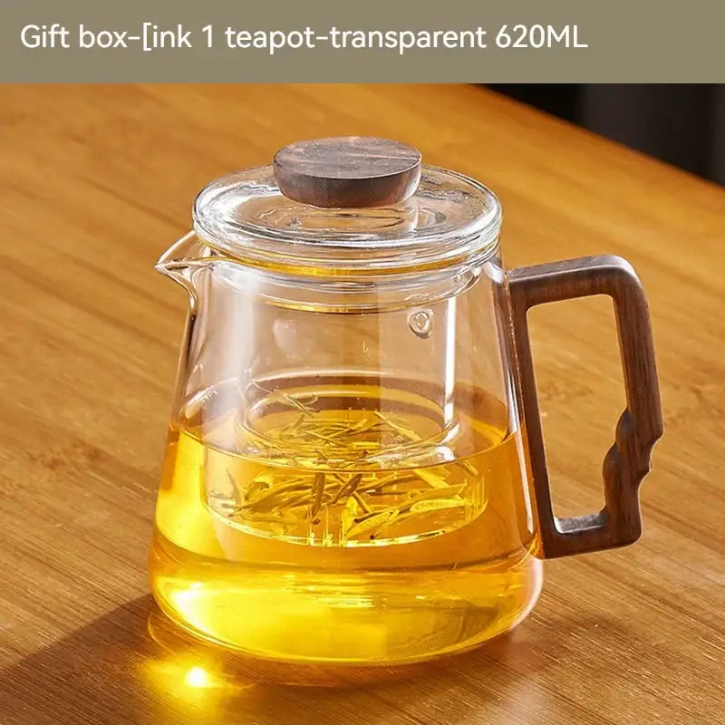 Glass Brown Handle Teapot
