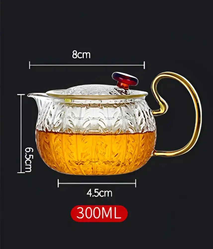 Glass Gold Handle Teapot