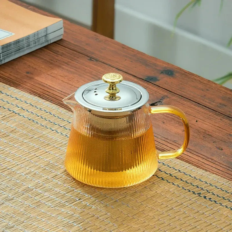 Glass Gold Knob Teapot