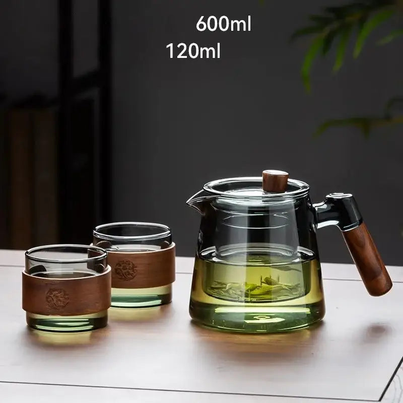 Glass Bamboo Teapot Set