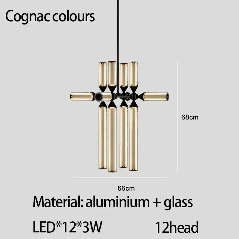 Black Glass Tube Chandelier