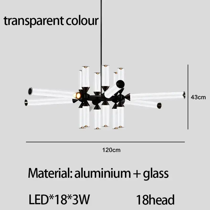 Black Glass Tube Chandelier