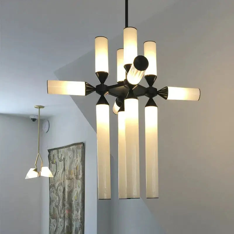 Black Glass Tube Chandelier