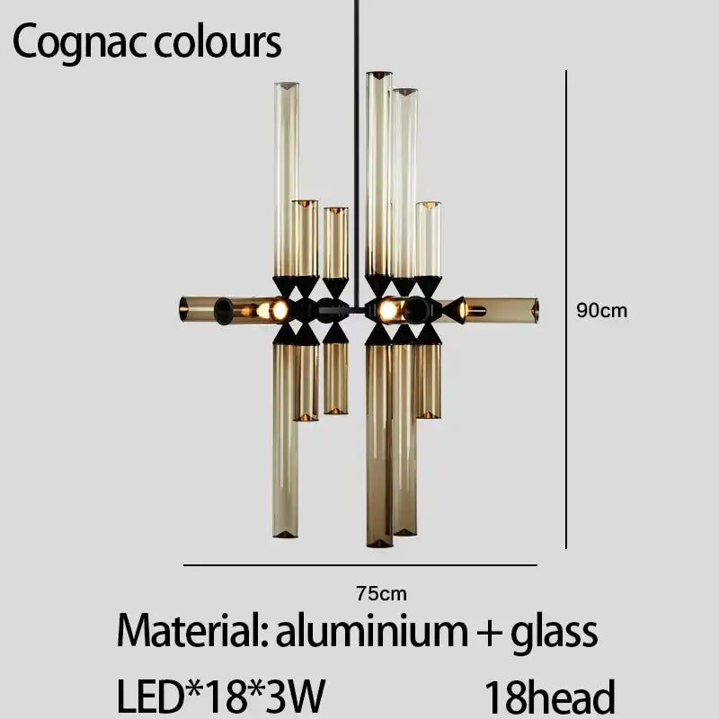 Black Glass Tube Chandelier
