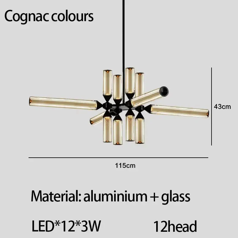 Black Glass Tube Chandelier