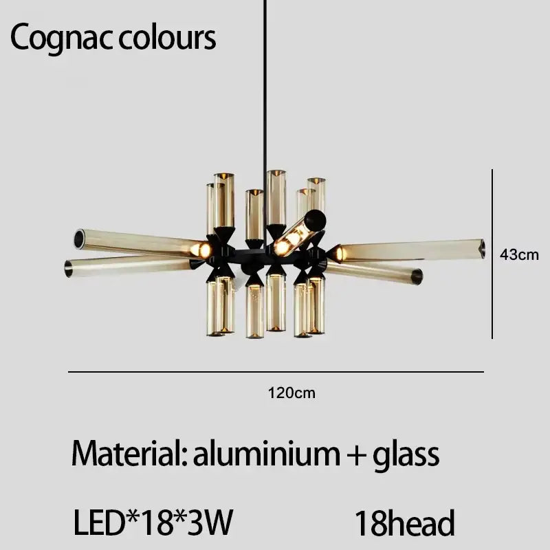 Black Glass Tube Chandelier