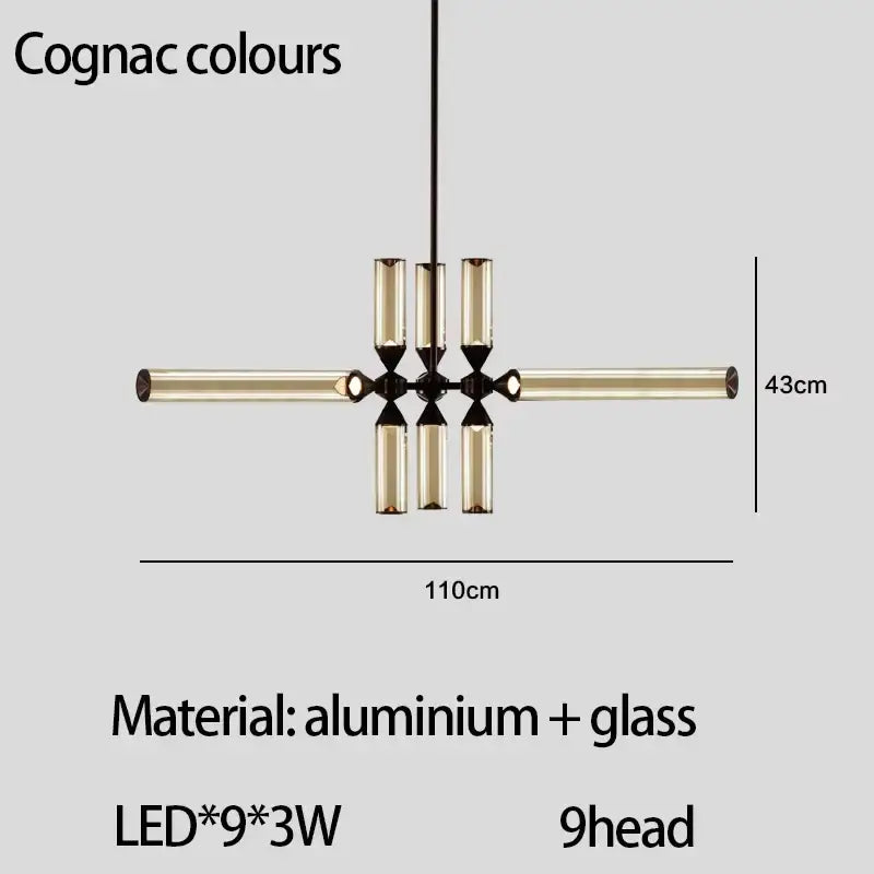 Black Glass Tube Chandelier