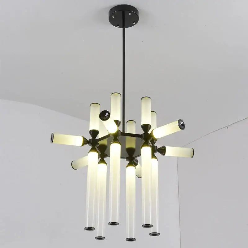 Black Glass Tube Chandelier