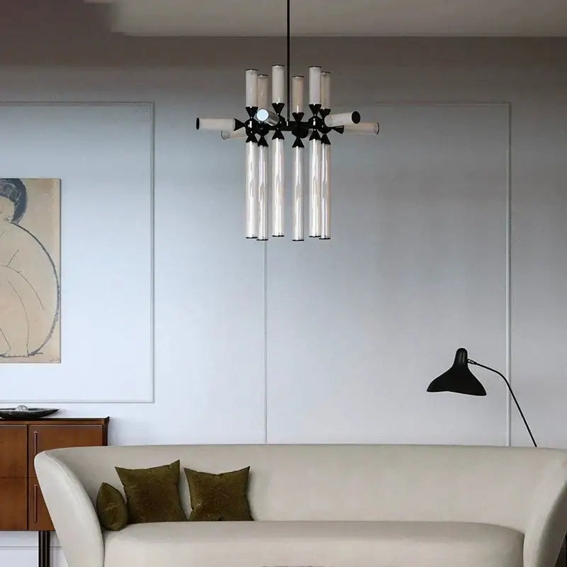 Black Glass Tube Chandelier