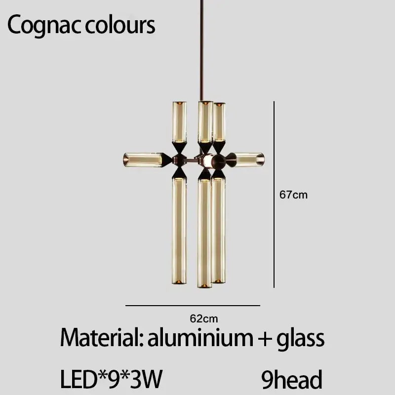 Black Glass Tube Chandelier