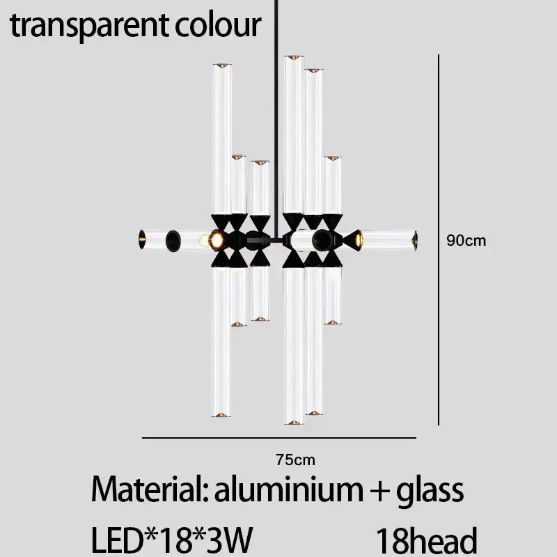 Black Glass Tube Chandelier