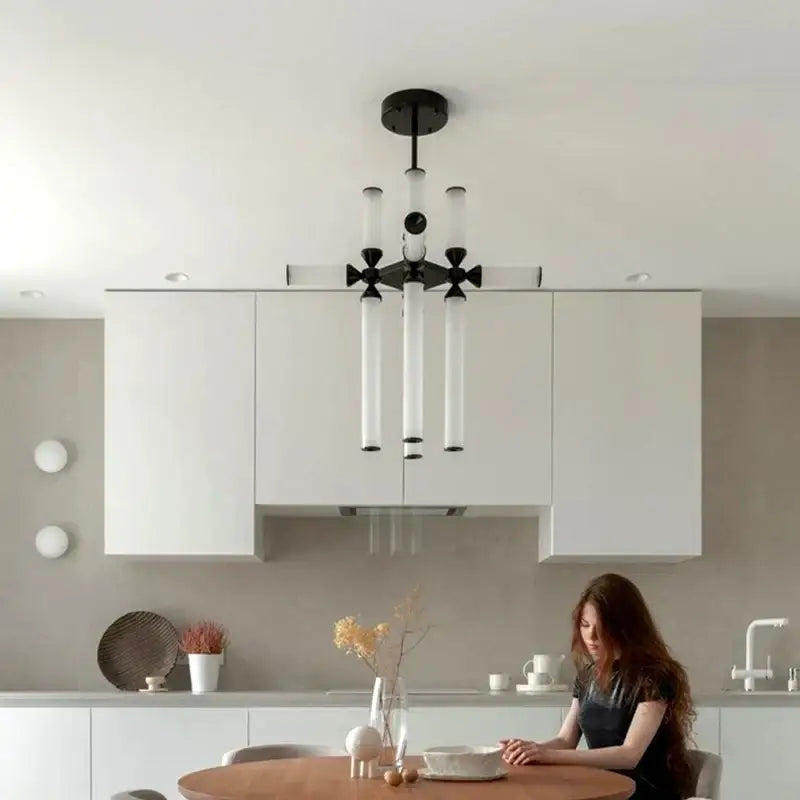 Black Glass Tube Chandelier