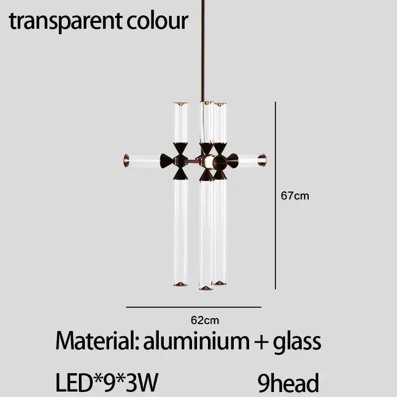 Black Glass Tube Chandelier