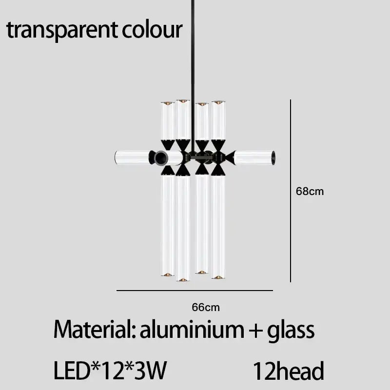 Black Glass Tube Chandelier